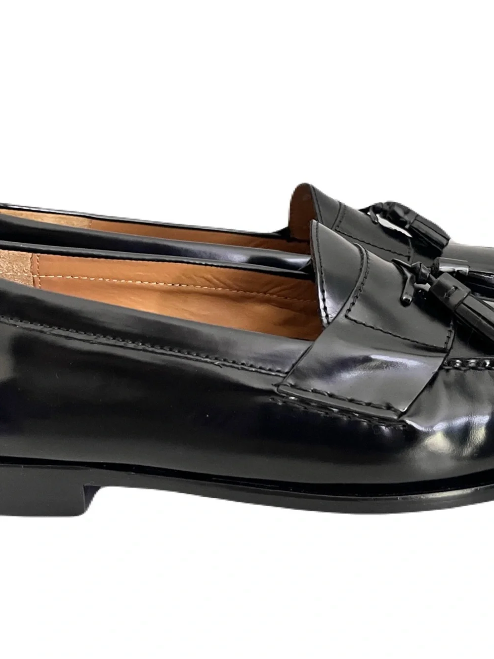 NWOB Cole Haan Black Leather Pinch Tassel Loafers, Size 13E